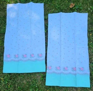 Set Of 2 Cottagecore Pillow Cases Pink Floral & Light Blue/Green Standard - Picture 1 of 1