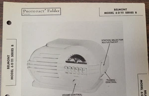 BELMONT MODEL 6D111 SERIES B RADIO PHOTOFACT - Picture 1 of 1