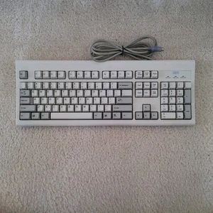 IBM Vintage wired Keyboard # KB-8923, PS/2, Blue Logo, 1 Riser missing, Tested. - Picture 1 of 9