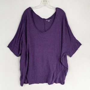 Camiseta Top Lane Bryant 26/28 4X Púrpura Oscuro 100% Lino Tejida Cuello Redondo Básica - Imagen 1 de 9