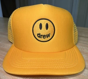 Drew House Logo Adjustable Yellow Embroidered Trucker Cap Hat One Size π - Picture 1 of 10