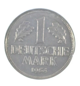 1954-J West Germany 1 Deutsche Mark ANACS AU 53 Details Cleaned - Picture 1 of 4