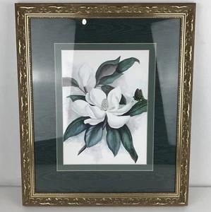 Magnolia Watercolor Print Marilyn S Driggers Signed Framed Matted 23.5" x 19.75" - Picture 1 of 5