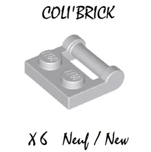 Lego 48336 - 6x Plaque / Plate, modified 1x2 with handle - Light B. Gray - NEUF - Imagen 1 de 1