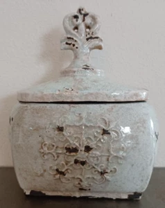 Large Hand Made Ceramic Box Canister With Lid 11" Tall - Picture 1 of 12
