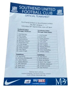 SOUTHEND UNITED V SCUNTHORPE TOWN - LEAGUE ONE - TEAM SHEET - 26/9/2015 - Picture 1 of 1