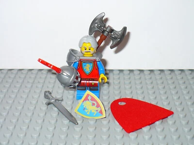 LEGO Castle Lion Knight male HERO Figure Red Cape armor battle axe shield 10305 - Image 1 of 2