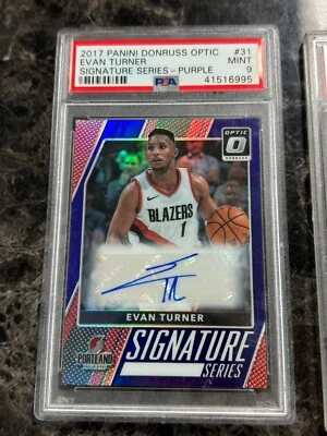 2017-18 Panini Donruss Optic Signature Series Evan Turner #31  Purple (AU) PSA 9 - Image 1 of 2