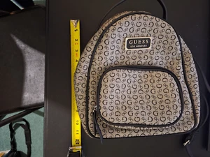 Guess Fashion Mini Backpack Gray all over Logo Women's Accessory 11" - Picture 1 of 6
