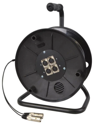 COBRA Microphone Snake - Roll Up Lead On Reel 50m 2 Inputs