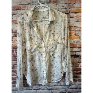 Bella Dahl white floral sheer blouse top long sleeve button up women's medium - Picture 1 of 5