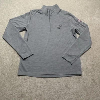 San Antonio Spurs Pullover 1/4 Zip Mens Large Gray Nike NBA Thumb Holes - Image 1 of 4