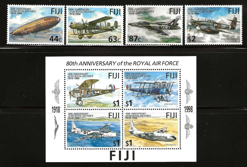 斐济 #814-18 完好/全新 CPL 套装皇家空军第 80 周年 M5386 — 第 1/1 张图片