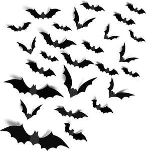 140 Pcs Realistic 3D Black Scary Bat Wall Stickers Halloween Party Decorations - Picture 1 of 4
