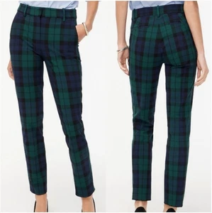Pantalón largo J.CREW Rubí en negro reloj a cuadros 6 elástico tobillo carrera - Imagen 1 de 10