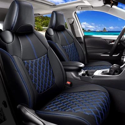 Juego completo de fundas de asiento de coche aptas para Toyota RAV4 2019 - 2024, asiento de cuero, Foto 1 de 4