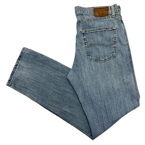 Vintage Lee Jeans Classic Straight Fit Blue Mens 33W 31L Stretch Denim Zip Fly - Picture 1 of 17