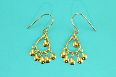 Vintage 14K Yellow Solid Gold Dangle Drop Earrings Not Scrap - Image 1 of 4