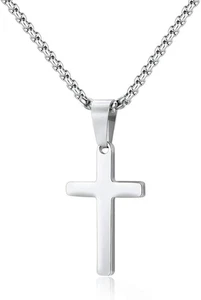 Kreuzkette Herren Edelstahl Silber Anhänger Halskette Schmuck 70st - Bild 1 von 6