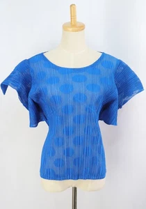 PLEATS PLEASE Blue Short Sleeve Top ISSEY MIYAKE 134 1823 - Picture 1 of 5