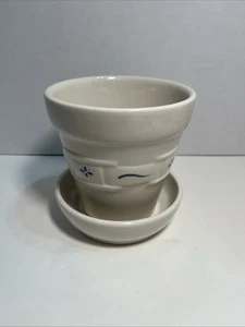 Longaberger Pottery flower pot, Blue Woven Traditions 1114 - Picture 1 of 5