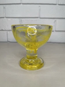 VTG Kosta Boda Glass Yellow Mine Coupe Bowl Ulrica Hydman-Vallien UHV w/Sticker - Picture 1 of 10