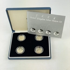 2004 United Kingdom Silver Pattern Set £1 Pound Designs Cased & COA - Picture 1 of 13