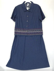 Lindsey Scott 2-teiliges Denim Maxi Tank Kleid & besticktes Knopfleiste Damen XL blau - Bild 1 von 17