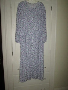 Vtg MODELS COAT Tiered Floral Maxi Duster House Dress Robe Snaps Cottagecore 3X - Picture 1 of 5