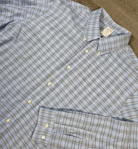 Brooks Brothers Camicia Uomo XXL Regent Fit Tutto Cotone Non Ferro Blu Glen Plaid - Foto 1 di 6