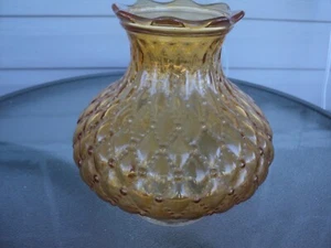 Vintage Amber Quilted Glass Hurricane Chimney Shade With 2 7/8” Fitter MCM - Picture 1 of 3