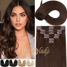 Real THICK 150G+ Double Weft Clip In Remy Human Hair Extensions Full Head Brown