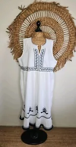 Virtuelle By Taking Shape Indigo Dreaming White Navy Embroidered Tassled BNWT 20 - Picture 1 of 12