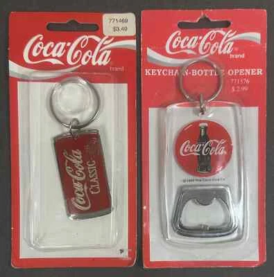 2 Vintage 1995 Coca-Cola Keychains NOS New Sealed, Lucite Opener Classic Logo - Image 1 of 4
