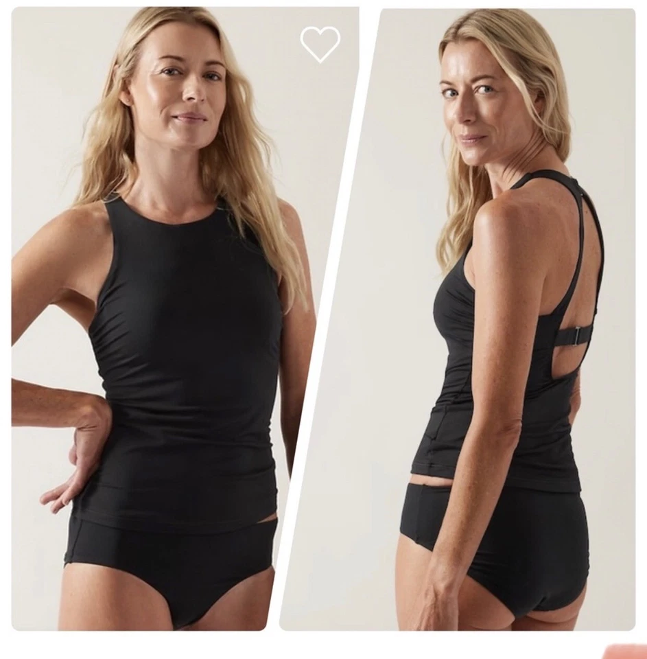 Athleta Size 38B/C Black Maldives High Neck Tankini Swimsuit Top #405829
