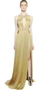 Vestido MARIA LUCIA HOHAN Seda Panel Transparente Corte Profundo F38 4 6 - Imagen 1 de 7