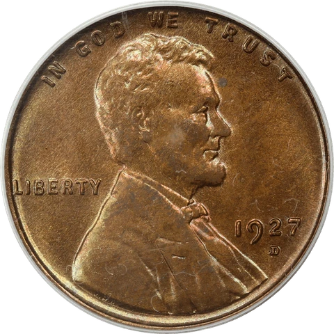1927-D Lincoln Wheat Cent 1c, PCGS MS 65 RB Cover