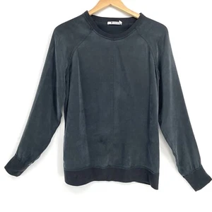 T by Alexander Wang Sleek Silk Sweatshirt Lightweight Black Unisex Size Small - Picture 1 of 4