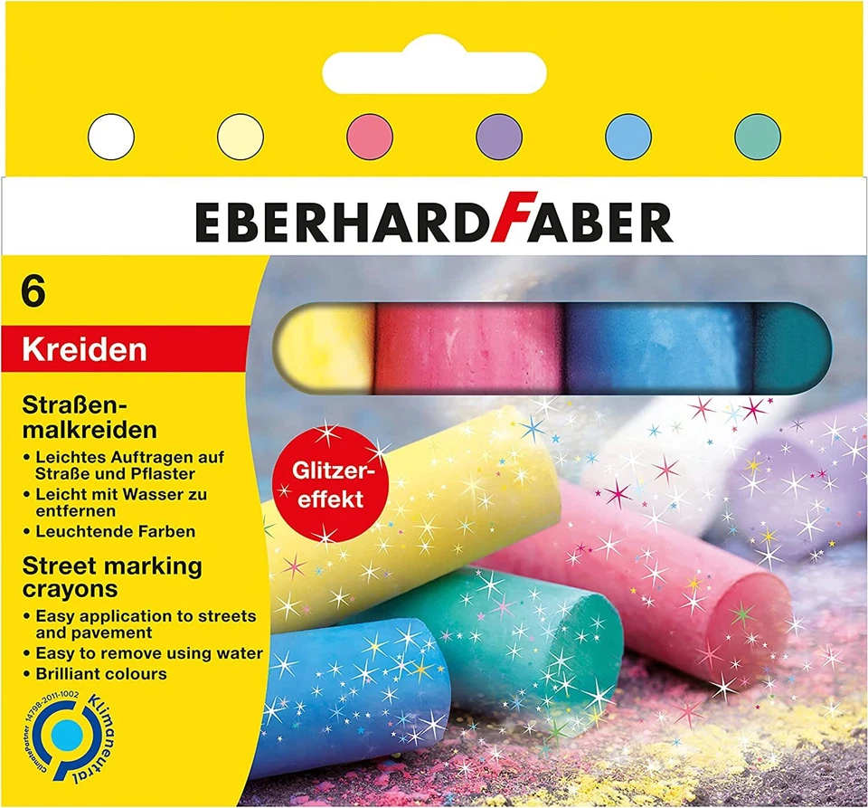 Eberhard Faber 526504 - Straßenmalkreide Glitzer 6er Etui