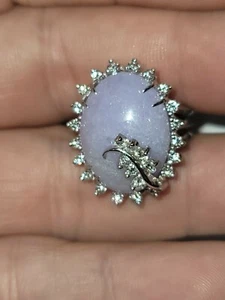 14kt Gold Lavender Jadeite And Diamonds. Ring Size 6.5 - Picture 1 of 12