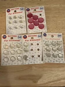 Vintage Buttons By Boye Needle Co. On Original Cards (5) Some Partial 37 Buttons - Picture 1 of 4