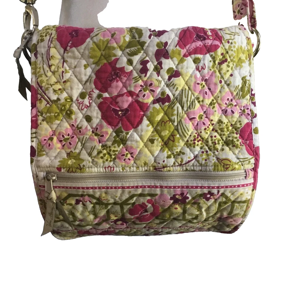 VERA BRADLEY Bandolera Acolchada Hojas Florales Bolso Mensajero Cartera Boho Chic Foto 1 de 4