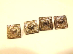 4 old square metal buttons with lion and, possibly Irish, inscription - Picture 1 of 8