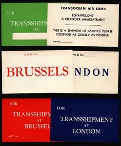 OPC X6 Vintage Transocean Air Lines 5" Labels MNH - Picture 1 of 4