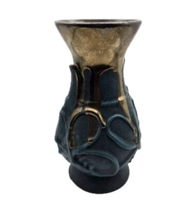 Türkis Türkis Türkis Gold Tropf Dip Glasur Vase Dekor Made In Mexico glasiert getaucht Topf - Bild 1 von 8