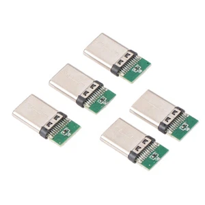 5Pcs USB 3.1 Type C Male DIY Solder Plug Connector Socket Attached PC Board J ZW - Zdjęcie 1 z 12