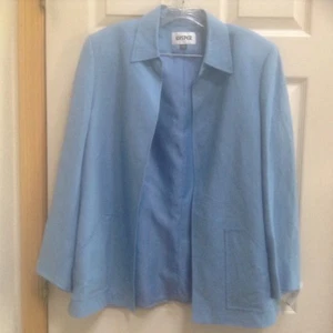 Kasper NEW Light Blue Women's Size 14 Open-Front Linen Jacket $149 NWT - Picture 1 of 4