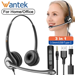 Wired Headsets 3.5mm/USB/Type-C Headphones With Microphone for PC/Laptop/Phones - Picture 1 of 11