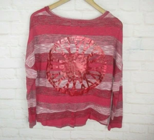 Soul Cycle womens size M Red Striped Vintage Havana Knit Batwing Long Sleeve Top - Picture 1 of 6