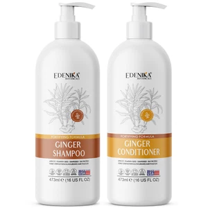 Edenika Ginger Shampoo & Conditioner Set - Strengthening, Hydrating, 16oz - Picture 1 of 7